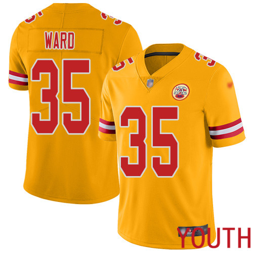 Youth Kansas City Chiefs #35 Ward Charvarius Limited Gold Inverted Legend Football Nike NFL Jersey->youth nfl jersey->Youth Jersey